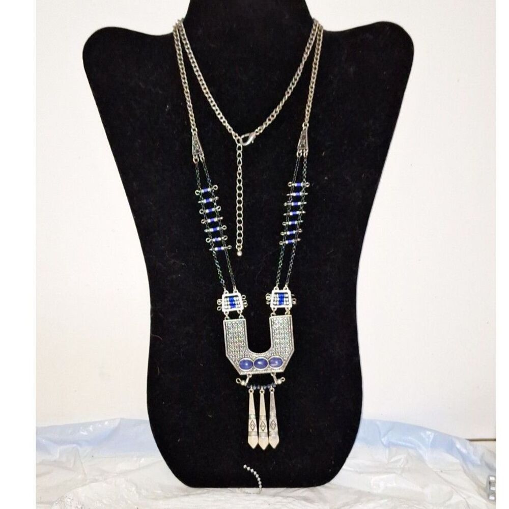 Art Deco Inspired U Shaped Pendant Necklace Native American Statement